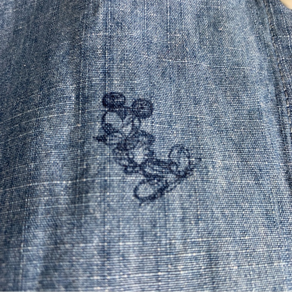 Disney Mickey Mouse Denim Chambray Shirt Dress Cotton Small - Picture 4 of 6